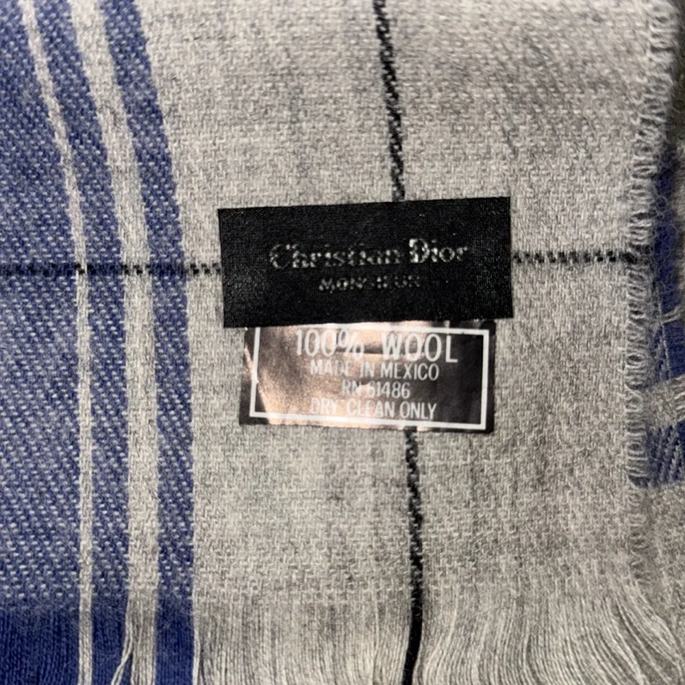 Christian Dior Monsieur 100% Wool Scarf Made In Mexico Nova Check Plaid Vintage